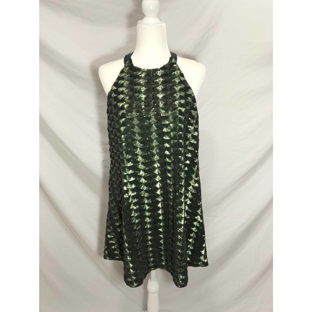 Line&dot green sequin halter mini dress
